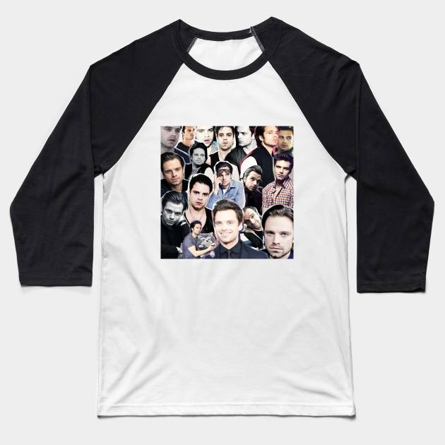 Sebastian Stan Collage Baseball T-Shirt by lunalovebad